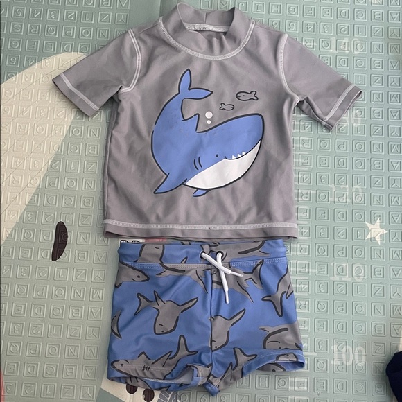 Carter's Other - Shark Print Baby Swim Set - Gray and Blue